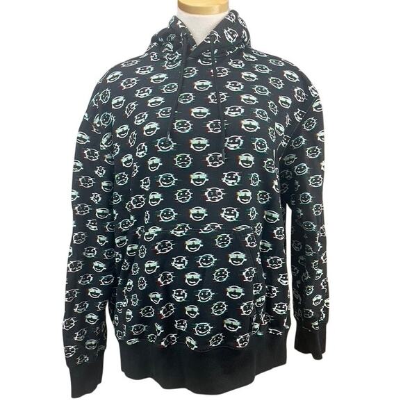 WeSC NWT‎ Hoodie Mens (M) Womens (L) Mike Emoji Glitch AOP Graphic Skate Pocket - Picture 1 of 7